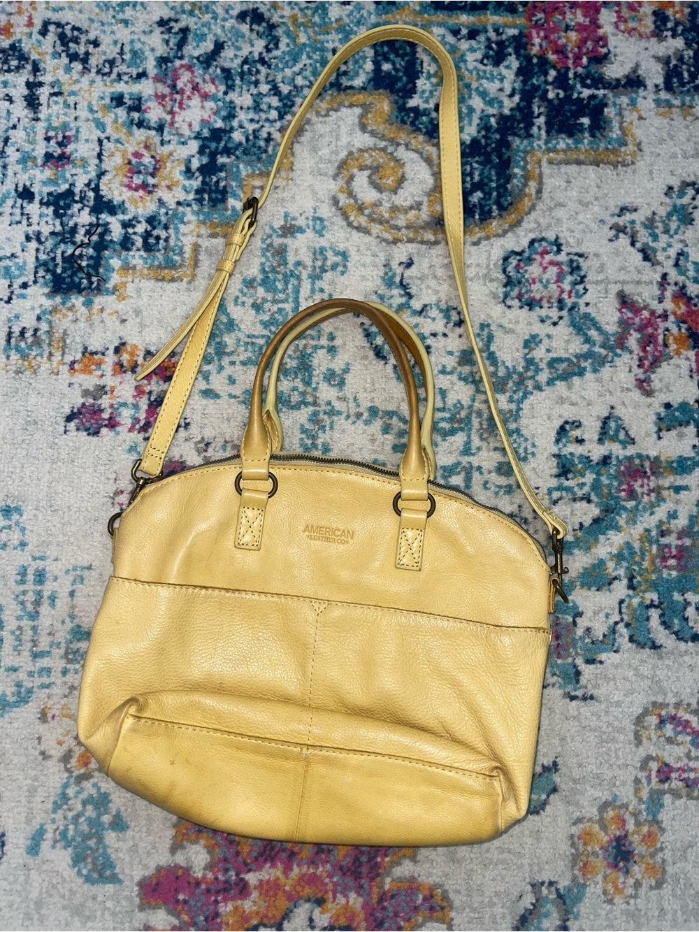 American Leather Co. Carrie
Dome Satchel Crossbody Bag, Yellow,